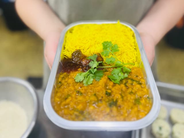 roasted pumpkin and kale dahl with cardamom rice