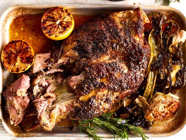 Braised Lamb Shoulder with Salsa Verde & Gravy