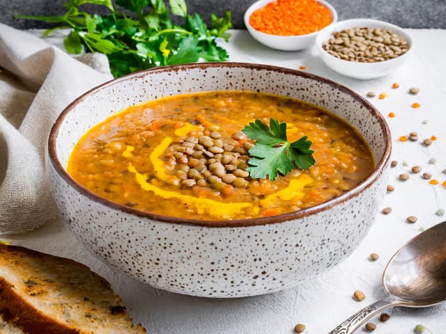 Red Lentil & Chickpea Soup (V)