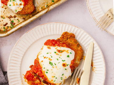 Chicken Parmigiana with Sweet Potato & Vegetables