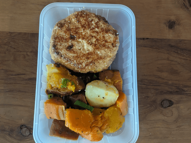 Thai Chicken Patty w. Roasted Vegetable Medley