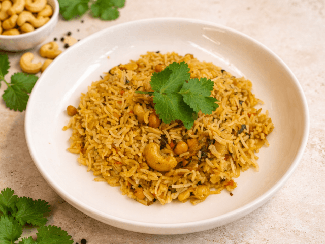 Chickpea & Cashew Rice with Mint & Coriander (Chana Pulao) | 鹰嘴豆腰果薄荷香菜饭