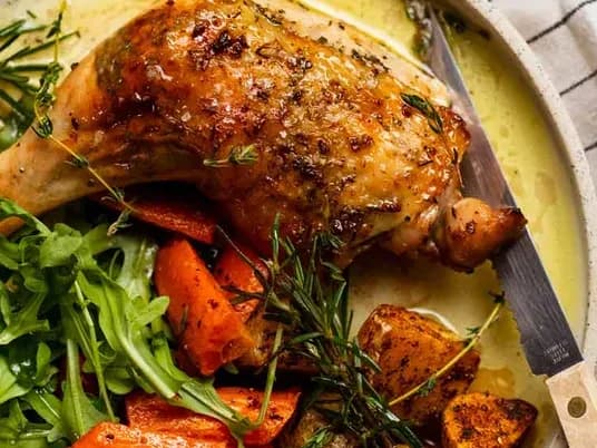 Herb and Garlic Butter Roasted Chicken and Vegetables