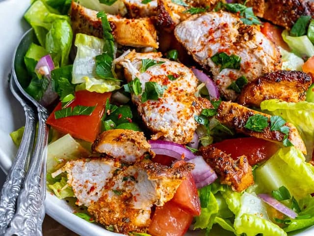 Turkish Roasted Chicken Salad w Crunchy Croutons