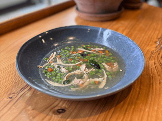Poached Chicken, Vegetable & Thai Basil Soup
