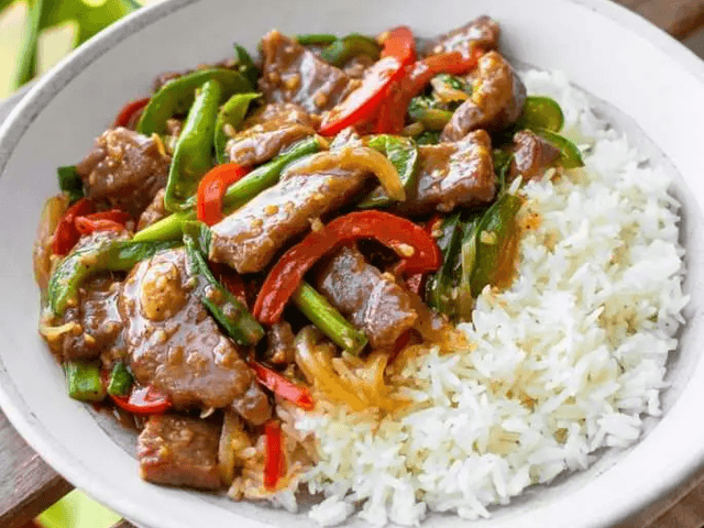 Beef Black Pepper w White Rice