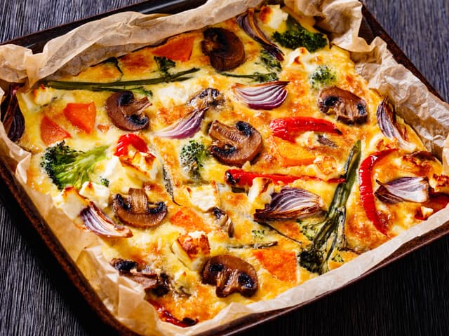 Roast Vegetable Frittata with Feta and Cruncy Pepitas
