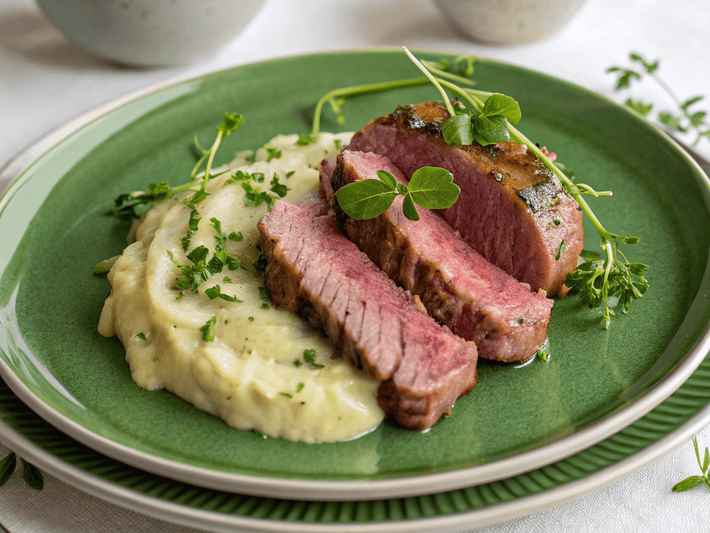 Corn silverside with potato purée