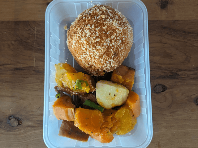 Jumbo Pumpkin & Three Cheese Arancini w. Roasted Vegetables
