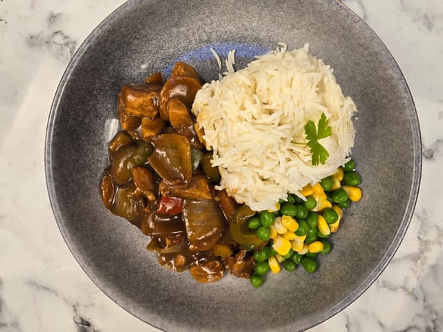 Teriyaki Chicken with Rice, Peas & Corn