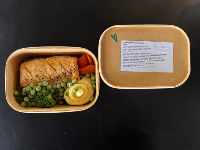 Sausage Roll w/ Vegetables & Mash