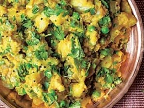 Aloo Harra Masala with Tofu Pumpkin Patties