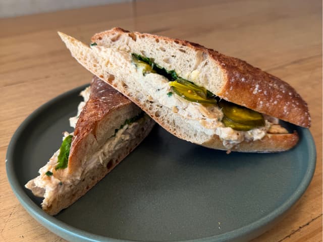 Roasted Chicken, Tarragon, Pickles, Baby Gem Baguette