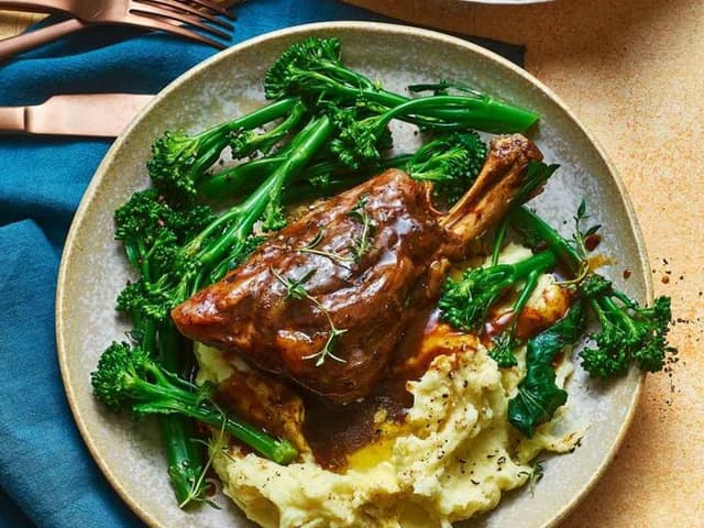 Lamb Shank on Smashed Potatoes