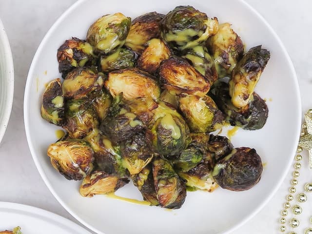 Caramelised brussels sprouts with mustard agave glaze