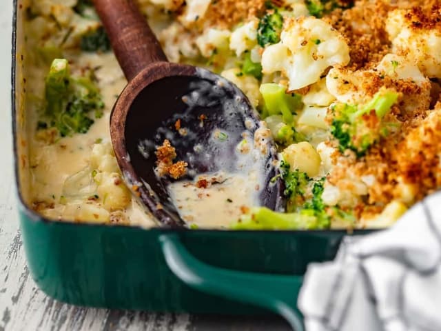 Cauliflower & Broccoli Cheesy Gratin