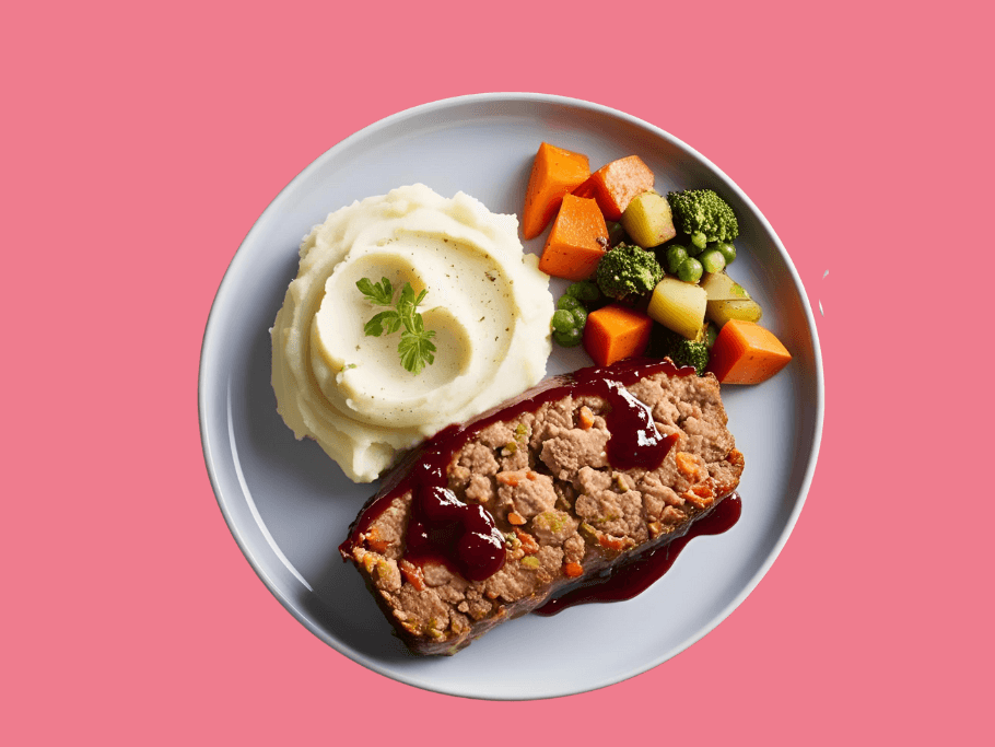 Meatloaf with mash and vegetables