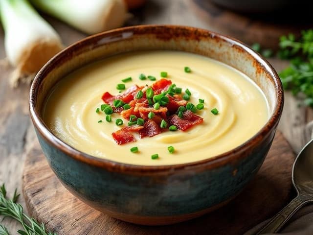 Creamy Leak, Potato and Bacon Soup