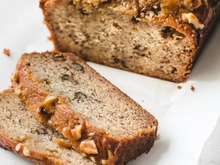 Maple Sweetened Banana Bread with Vanilla Custard