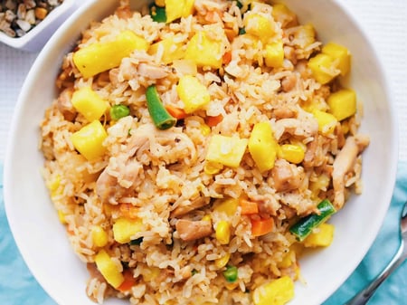 Chicken Fried Rice with Egg, Bacon and Pineapple