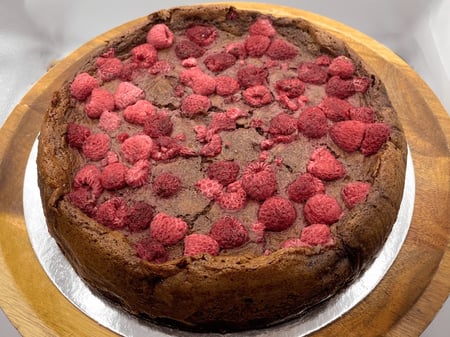 Flourless chocolate, raspberry, buttermilk cake