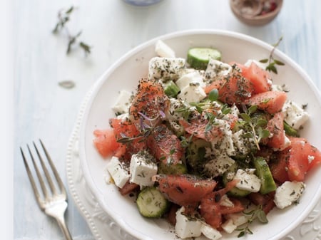 Watermelon, Cucumber, Mint, Jalapeño, and Feta Salad