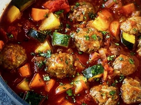 Beef meatballs with sweet potato stew