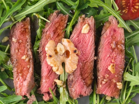 Spiced Beef Strips w/ Cranberry and Walnut Salad