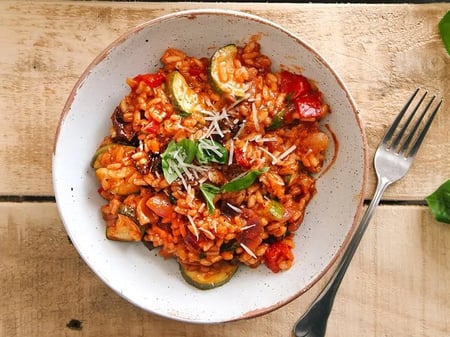 Tomato & Roasted Vegetable Risotto | Vegan