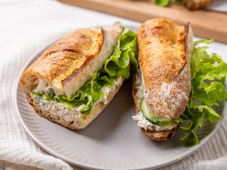Roasted Chicken, Mayonnaise, Lettuce & Cucumber Demi Baguette