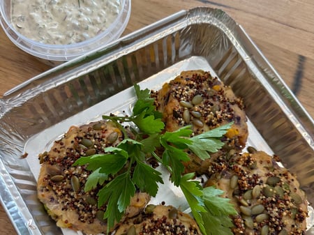 Smoked Cod and Salmon patties & Horseradish and caper tartar