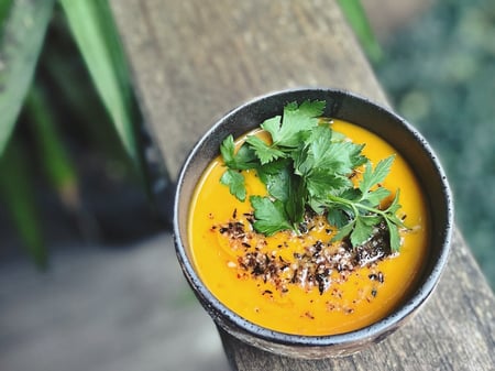 Roasted Pumpkin Soup with Dukkah (VG/GF)