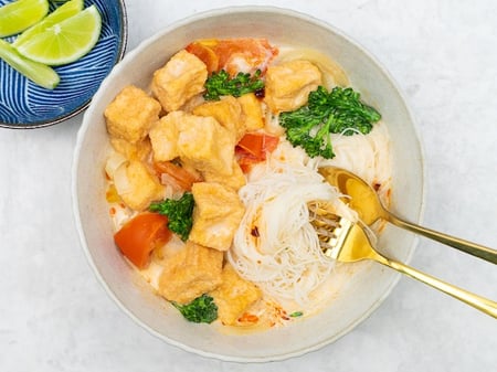 Tom kha with puffy tofu