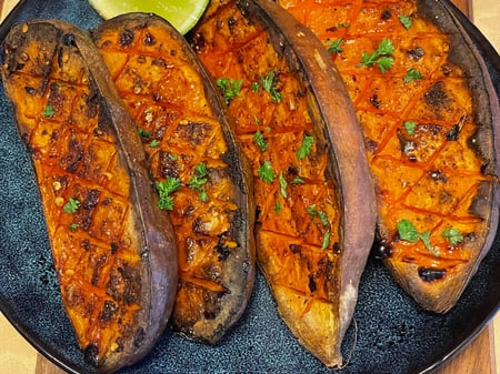 Honey Roasted Sweet potato with Lime Juice.