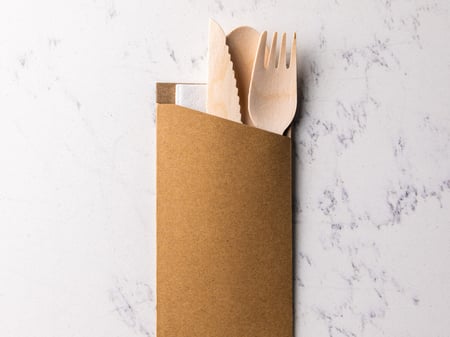 Cutlery Pouch - Knife, Fork, Spoon & 2Ply Bamboo Napkin
