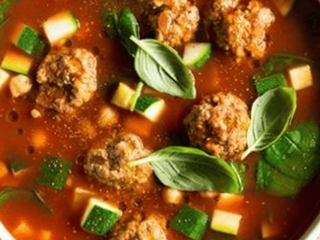 Meatball, Zucchini and Chickpea Soup