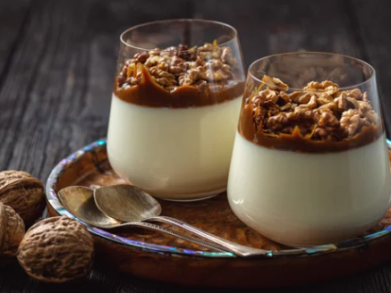 Coffee Panna Cotta With Walnut Crumb