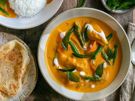 Sri Lankan Fish curry, sweet potato, eggplant