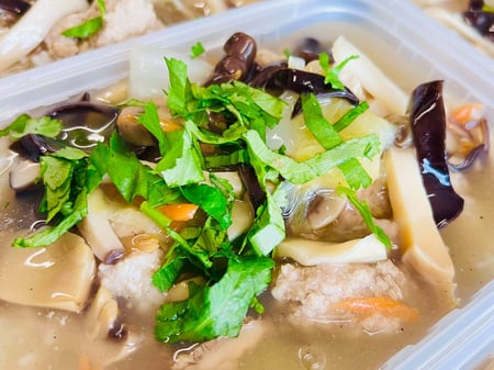 FROZEN: Mushroom Pork Thick Soup with Steamed Rice