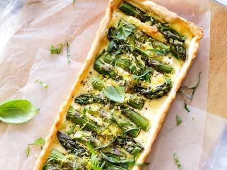 Asparagus Pea Fetta Chive Tart