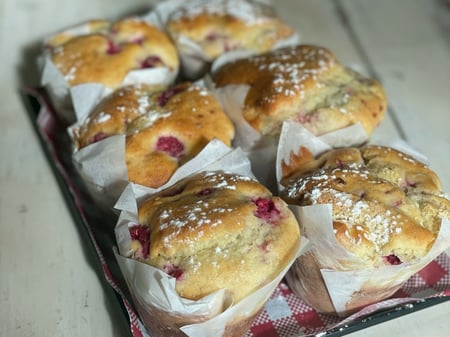 Raspberry & White Chocolate Muffins