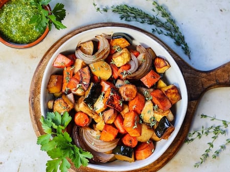 Roast vegetable medley with cashews