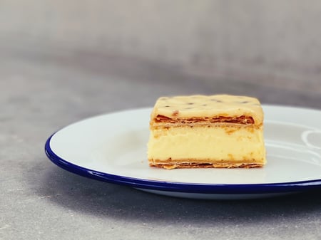 Vanilla Slice with Passionfruit Glaze