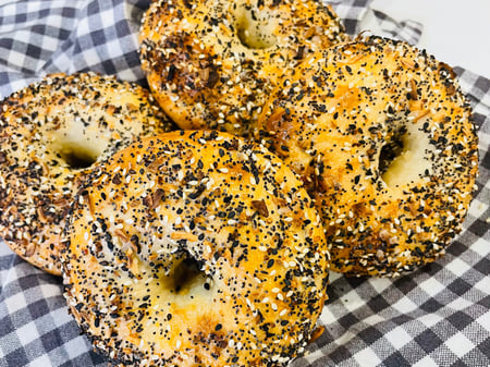 Sourdough Bagels with Everything Bagel Seasoning