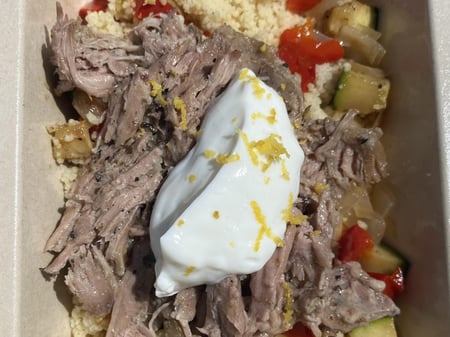 Slow cooked Greek Lamb and couscous 300 Cals