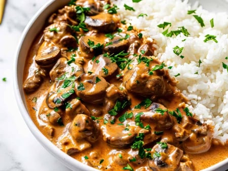 Beef Stroganoff with Rice