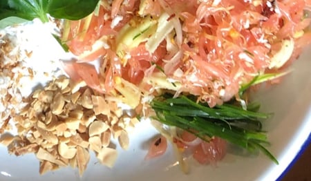 Pomelo Salad with Toasted Coconut, Herbs & Peanuts (VEGAN)