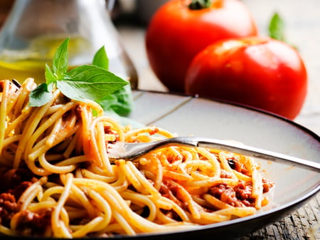 Half Serve Spaghetti with Lentil Mushroom Tomato Sauce