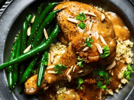 Apricot Chicken With Green Beans and Almonds - FROZEN DOWN