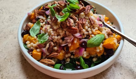 Pearl couscous salad with roast pumpkin